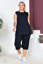 Plus Size Comfort Model Capri 2-Piece Suit with Elastic Waist and Pocket Capri Shorts Top-Top 2-Piece Set - 8