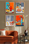 4 Piece Framed Painting Set Presentation, Vase, Wine, Poster Painting D-041