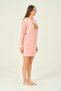 Women's Hooded Pocket Rhinestone Detail Velvet Long Sleeve Dress - 2