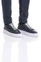 Casual Navy Blue Leather Sneakers - Lace-up - 2