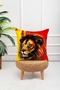 Menesa Home Lion Patterned Red Colored Special Design Digital Printed Throw Pillow Cover - 4