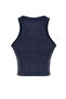 Lacivert Seamless/Dikişsiz Crop Yıkamalı Halter Yaka Örme Spor Üst/Bluz THMSS23SS00004 - 8