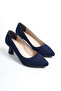 Women's Navy Blue Suede Goblet Heel Pointed Toe Stiletto 6.5 cm - 4