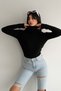 Women's Black Standard Size Plush Knitwear Turtleneck Sweater - 7