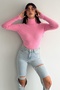 Women's Pink Standard Size Plush Knitwear Throat Sweatshirt - 7