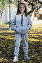 Pearl Textile kangaroo pocket hooded unisex girl boy child tracksuit set - 4