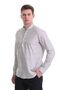 Gray Comfort Fit Printed 100% Cotton High Collar Long Sleeve Casual Shirt