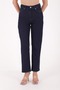 Overlock Coated Detailed High Waisted Comfortable / Relaxed Women's Jeans Denim Trousers Navy Blue