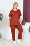 Plus Size Comfort Model 2-Piece Set with Elastic Waist Trousers Tunic T-Shirt Double Top-Bottom Set - 5