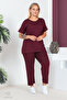 Plus Size Comfort Model 2-Piece Set with Elastic Waist Trousers Tunic T-Shirt Double Top-Bottom Set - 3