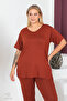 Plus Size Comfort Model 2-Piece Set with Elastic Waist Trousers Tunic T-Shirt Double Top-Bottom Set - 8