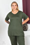 Plus Size Comfort Model 2-Piece Set with Elastic Waist Trousers Tunic T-Shirt Double Top-Bottom Set - 7