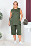 Plus Size Comfort Model Capri 2-Piece Suit with Elastic Waist and Pocket Capri Shorts Top-Top 2-Piece Set - 3