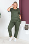 Plus Size Comfort Model 2-Piece Set with Elastic Waist Trousers Tunic T-Shirt Double Top-Bottom Set - 5