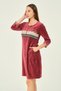 Lace And Embroidery Detailed Zippered Pocket Cotton Velvet Dress - 3