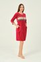 Embroidery And Lace Detailed Cotton Velvet Dress With Zipper Pockets