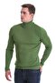 Green Slim Fit Ribbed Turtleneck Wool Knitwear Sweater - 5
