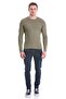Green Slim Fit Corded Crew Neck Wool Knitwear Sweater - 3