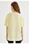 Women's Yellow Oversize Fit Crew Neck Printed T-shirt - 4