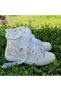 Women's White Lace Stone and Pearl Bridal Shoes 2 cm - 2