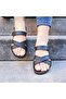 Women's Black Color Simple and Stylish Banded Anatomical Sole Sandals Venice 8 - 3
