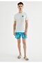 Men's Turquoise Regular Fit Palms Swim Shorts - 2