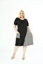 Black Plus Size Short Sleeve Viscose Combed Cotton Dress with Below Knee Pockets - 3