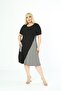 Black Plus Size Short Sleeve Viscose Combed Cotton Dress with Below Knee Pockets - 4