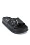 Women's Black Genuine Leather Slippers - 2