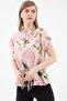 Women's Powder Collar Detailed Patterned Blouse - 3