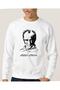 K Atatürk Signature 1881 1938 Printed White Men's Knitted Sweatshirt Long Sleeve