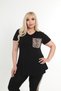 Women's Plus Size Black Summer Capri Tracksuit Set with Pocket and Stripe Leopard Detail - 5