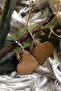 Matte Milk Coffee Color Antiallergic Striped Heart Earrings - 2