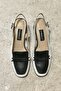 Women's Black and White Genuine Leather Heeled Shoes Size 34-35-41-42 - 3