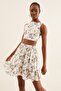 Women's White Floral Crop Blouse