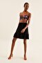Women's Black Viscose Frilly Mini Elastic Skirt - 2