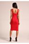 Flexible Diving Fabric Strappy Red Pencil Dress 434 - 3