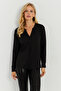 Women's Black V-Neck Blouse AYD268 - 4