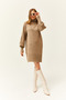 Women Mink Turtleneck Balloon Sleeve Loose Knitwear Dress ELB-19000867 - 2