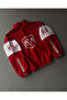 Women's Red Digital Design Printed Parachute Fabric Zippered Raincoat Jacket - 2