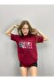 Women's Burgundy Marvel Printed Oversize Crew Neck Tshirt - 2