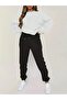 Women's White Plain Oversize 2 Thread Bicycle Collar Sweatshirt Set