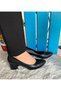 Thick Short Heeled Classic Black Skin Women's Shoes - 2