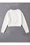 Women's Basic Crop Oversize Sweatshirt with Fleece Inside - 2