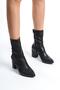 Women's Black Pointed Toe Faux Leather Skin Stretch Heeled Boots - 2