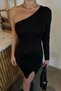Black Slit Detail Mini Dress Ate2569 - 2