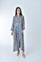 Long Ethnic Patterned Comfortable Cut Silk Dress (LONG ETHNIC PATTERNED COMFORTABLE CUT SILK DRESS) - 3
