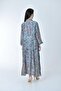Long Ethnic Patterned Comfortable Cut Silk Dress (LONG ETHNIC PATTERNED COMFORTABLE CUT SILK DRESS) - 8