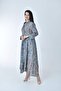 Long Ethnic Patterned Comfortable Cut Silk Dress (LONG ETHNIC PATTERNED COMFORTABLE CUT SILK DRESS) - 2
