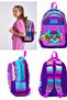 Girl's Purple Pink Cat Triple Primary School Bag Set - 3